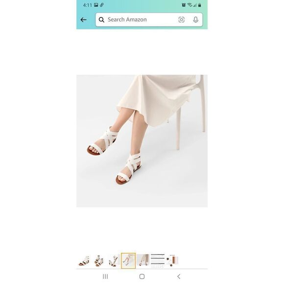 New Size 6.5 White Dream Pairs Elastica-8 Elastic Ankle Strap Sandals Su… - Picture 2 of 6